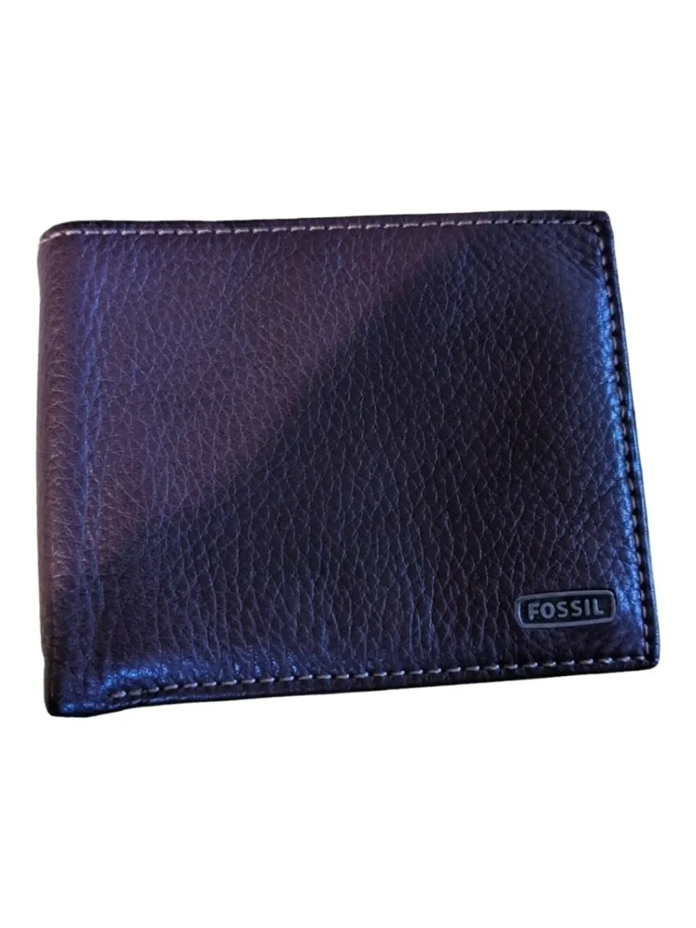 Fossil Pebbled Brown Leather Bi-fold Wallet EUC